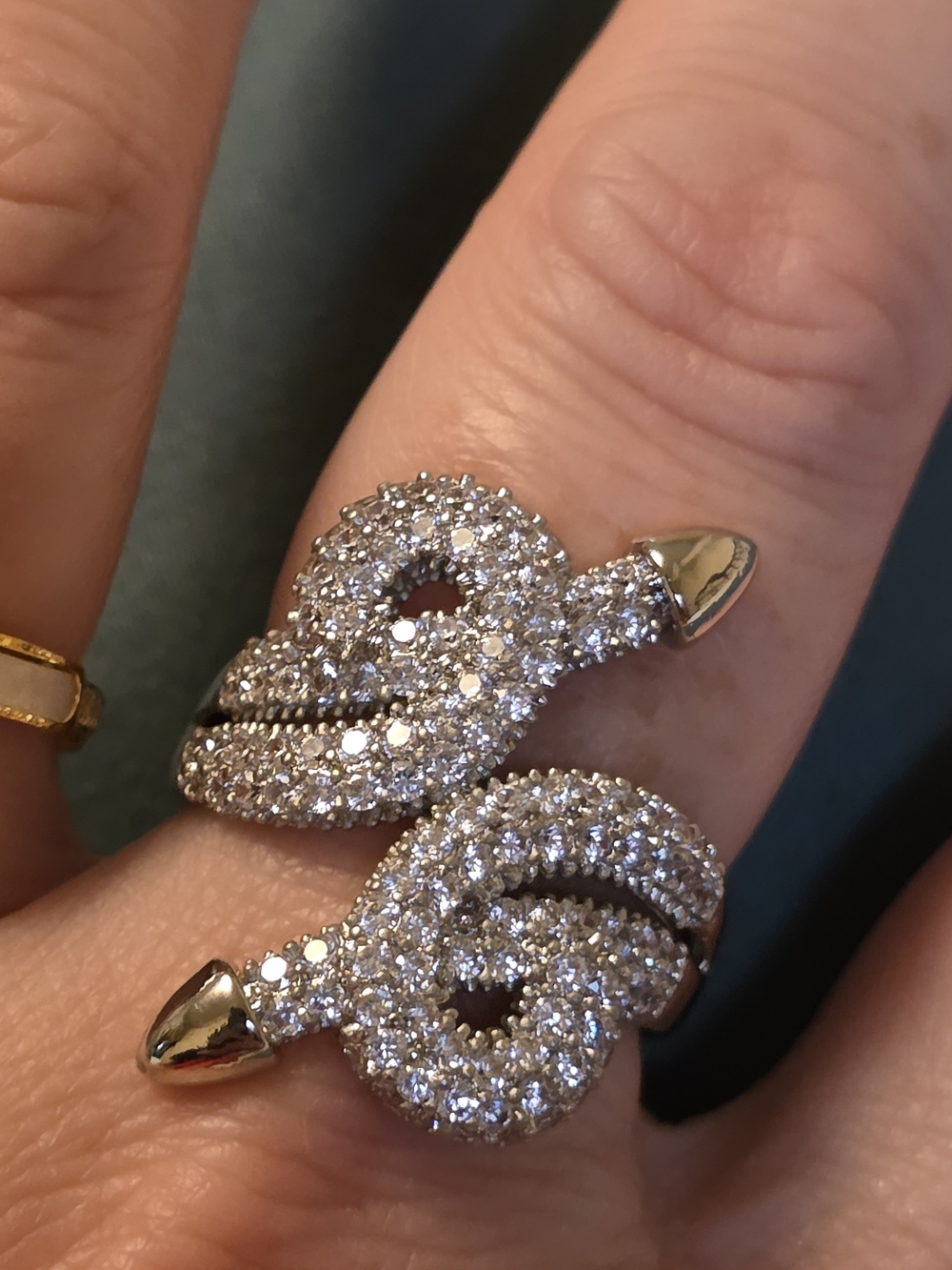 Adina Eden Pavé CZ Bypass Wrap Statement Ring - Size 10